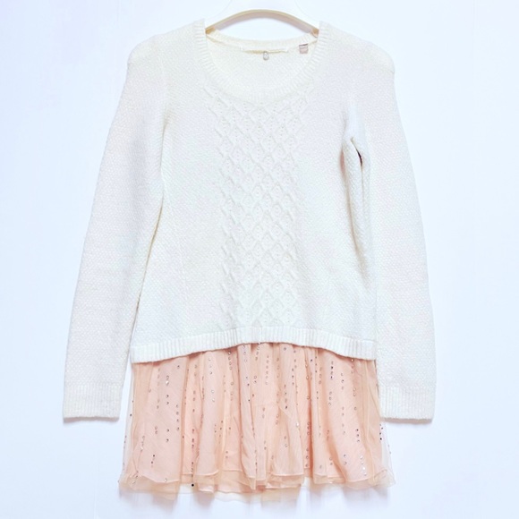 Knitted & Knotted Anthropologie Ballerina Wool Alpaca Ivory Pink Sweater Small - Picture 13 of 13